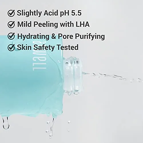 ACWELL Real Aqua Balancing LHA Hydrating & Exfoliating Facial Toner 5.4 fl.oz. - with Mineral Water pH Balancing Toner for Strengthening Skin Moisture Barrier for Sensitive Skin