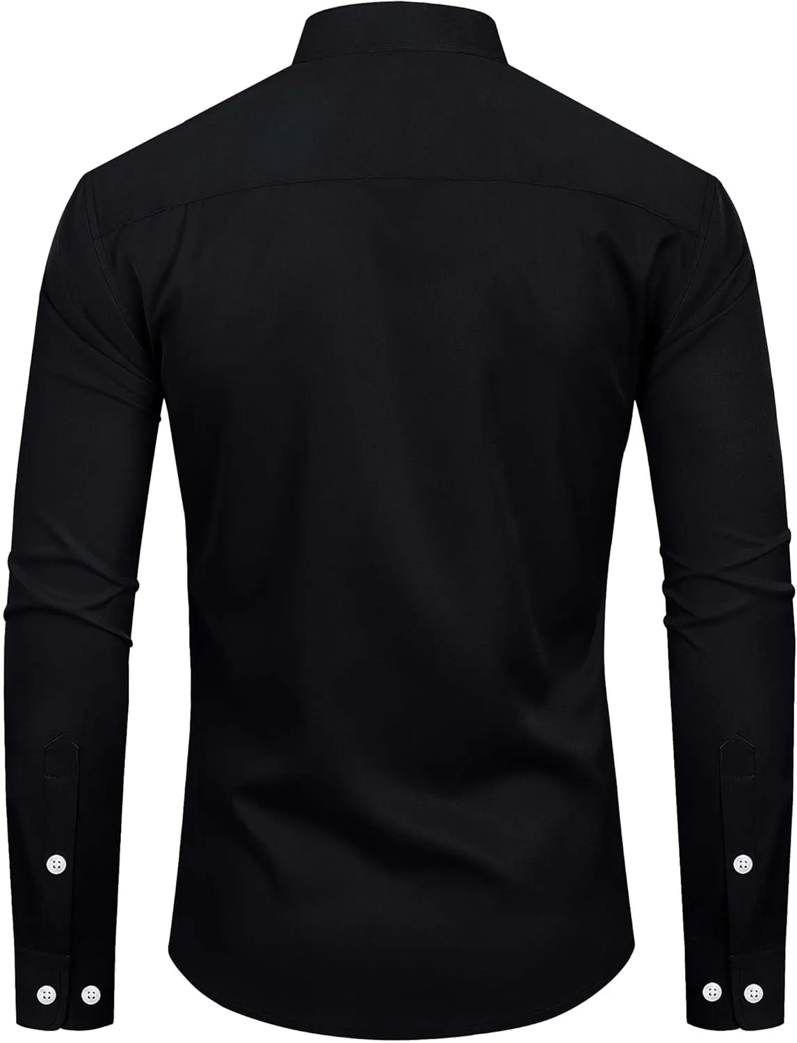 Alimens & Gentle Men's Banded Collar Dress Shirts Long Sleeve Mandarin Collar Button Down Shirt with Pocket