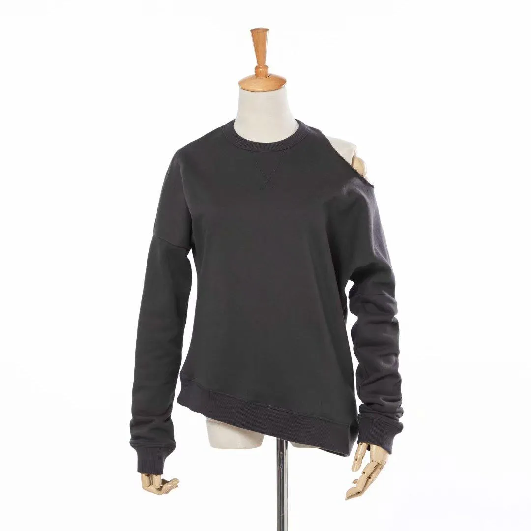 American Retro Dark Gray Chic Hair Circle Round Neck Hoodie