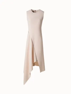 Asymmetrical Flared Dress in Wool Double-Face