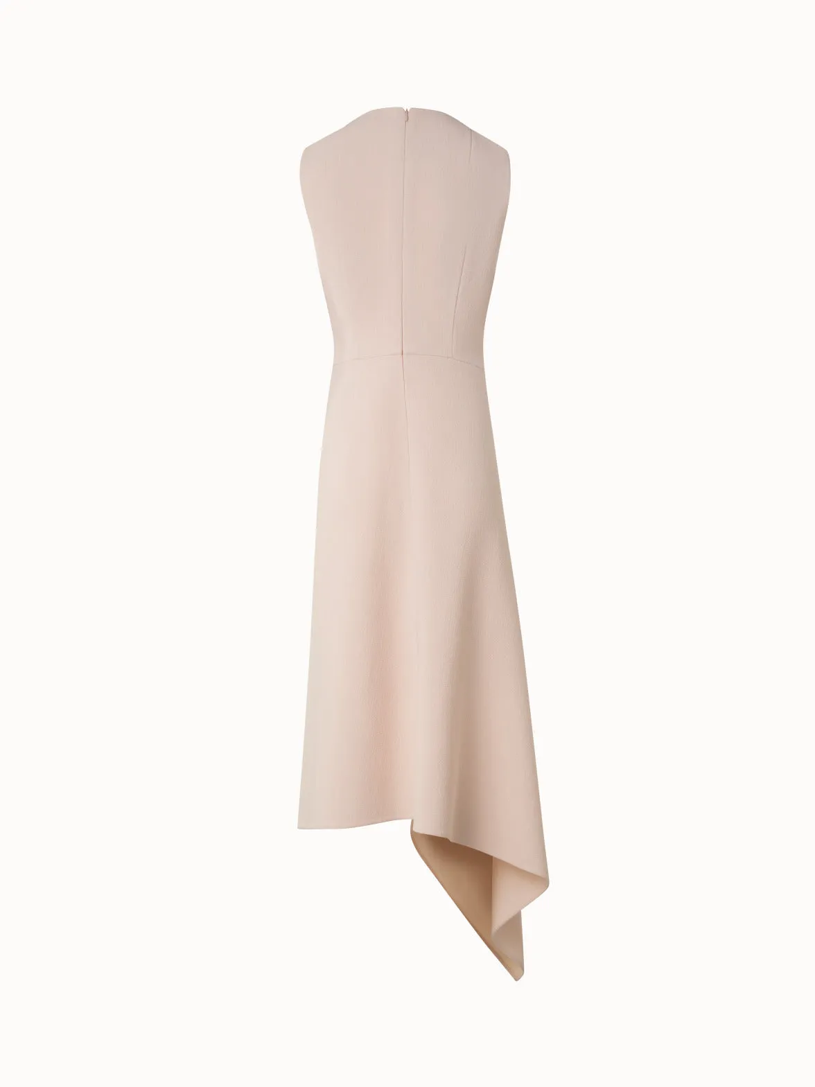 Asymmetrical Flared Dress in Wool Double-Face
