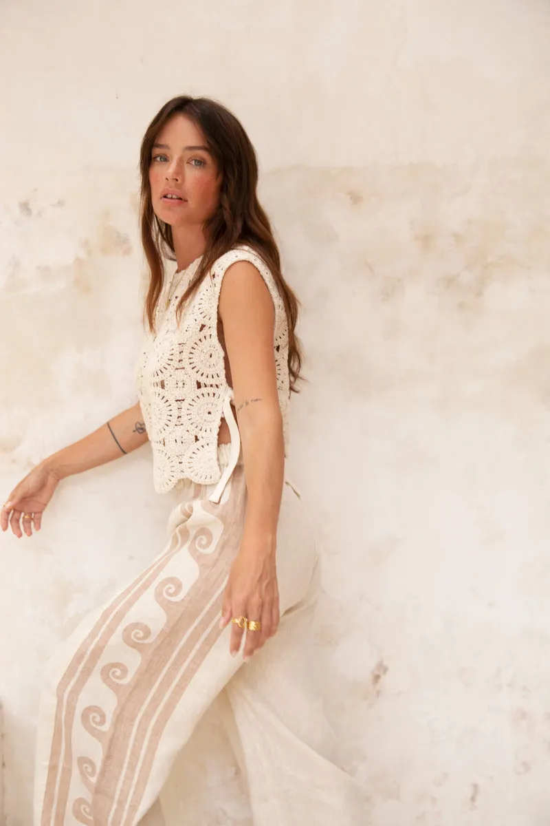 GENTLE WAVES CROP PANT - CREAM