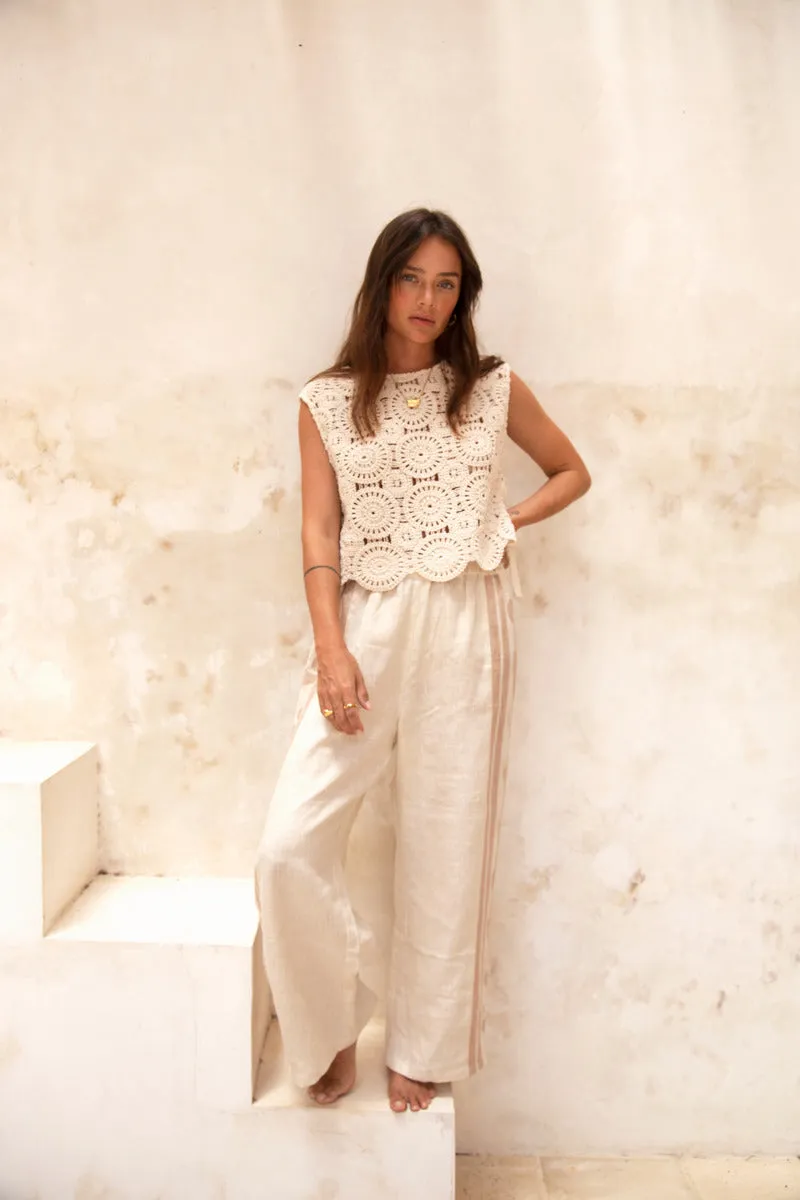 GENTLE WAVES CROP PANT - CREAM