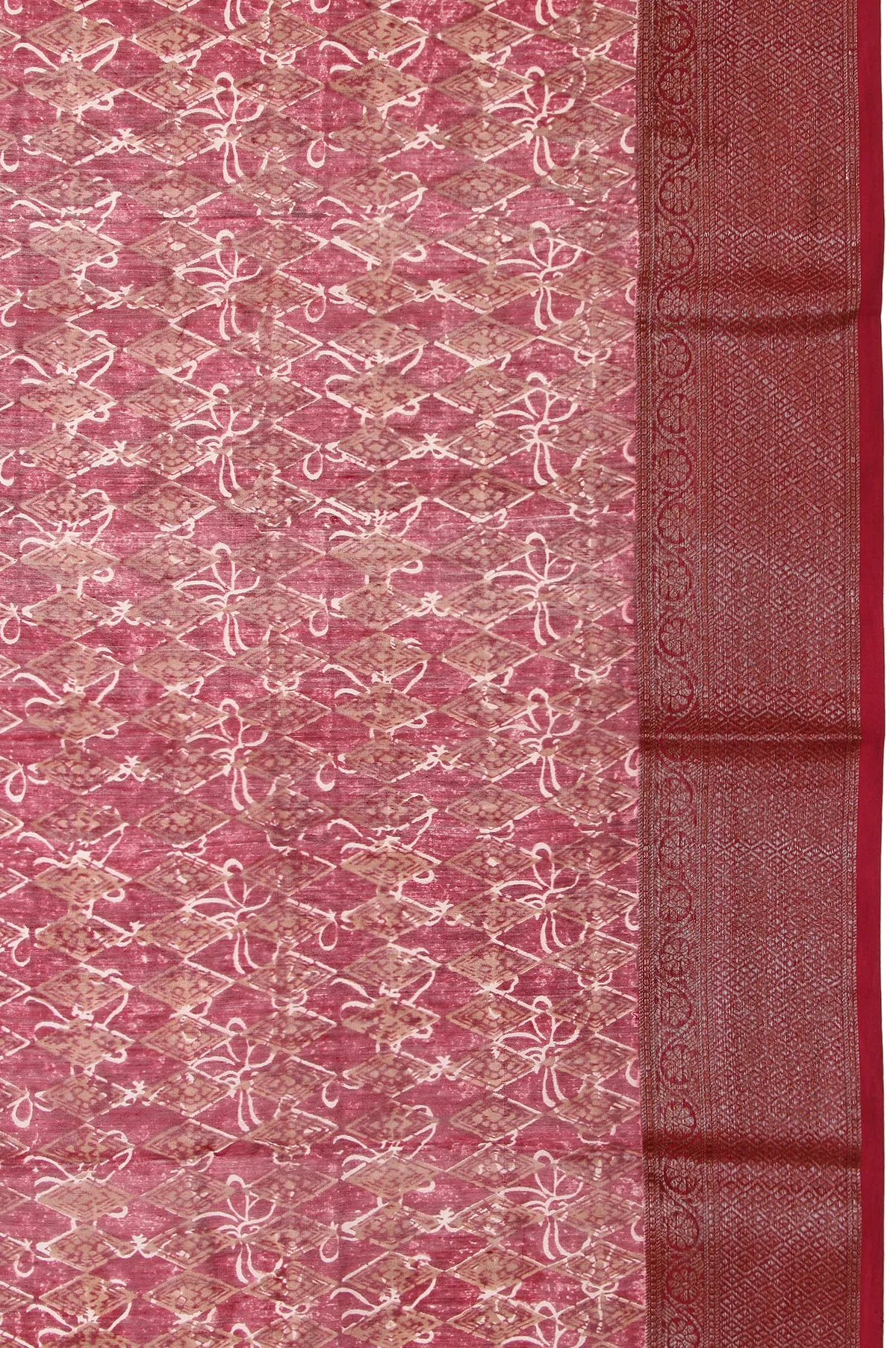 Onion Pink Chanderi Cotton Silk Saree with Onion Pink Border