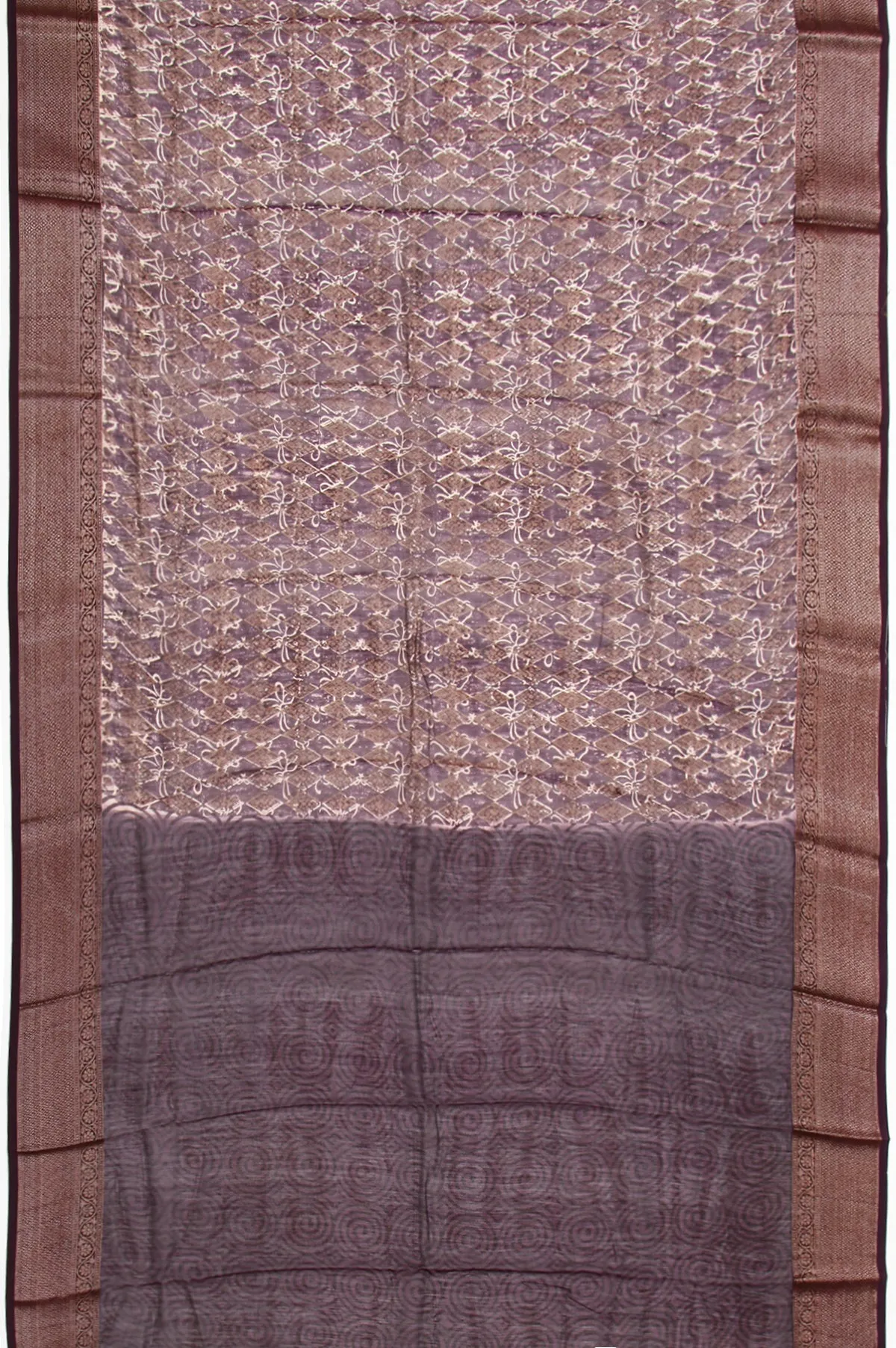 Purple Chanderi Cotton Silk Saree with Antique Zari Border