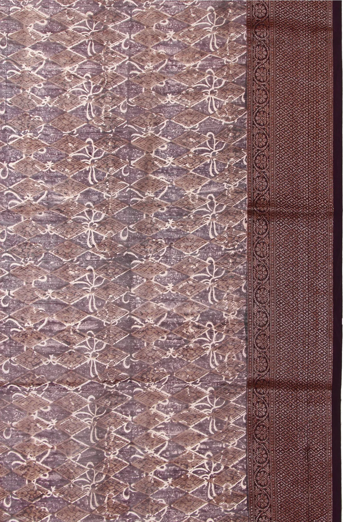 Purple Chanderi Cotton Silk Saree with Antique Zari Border
