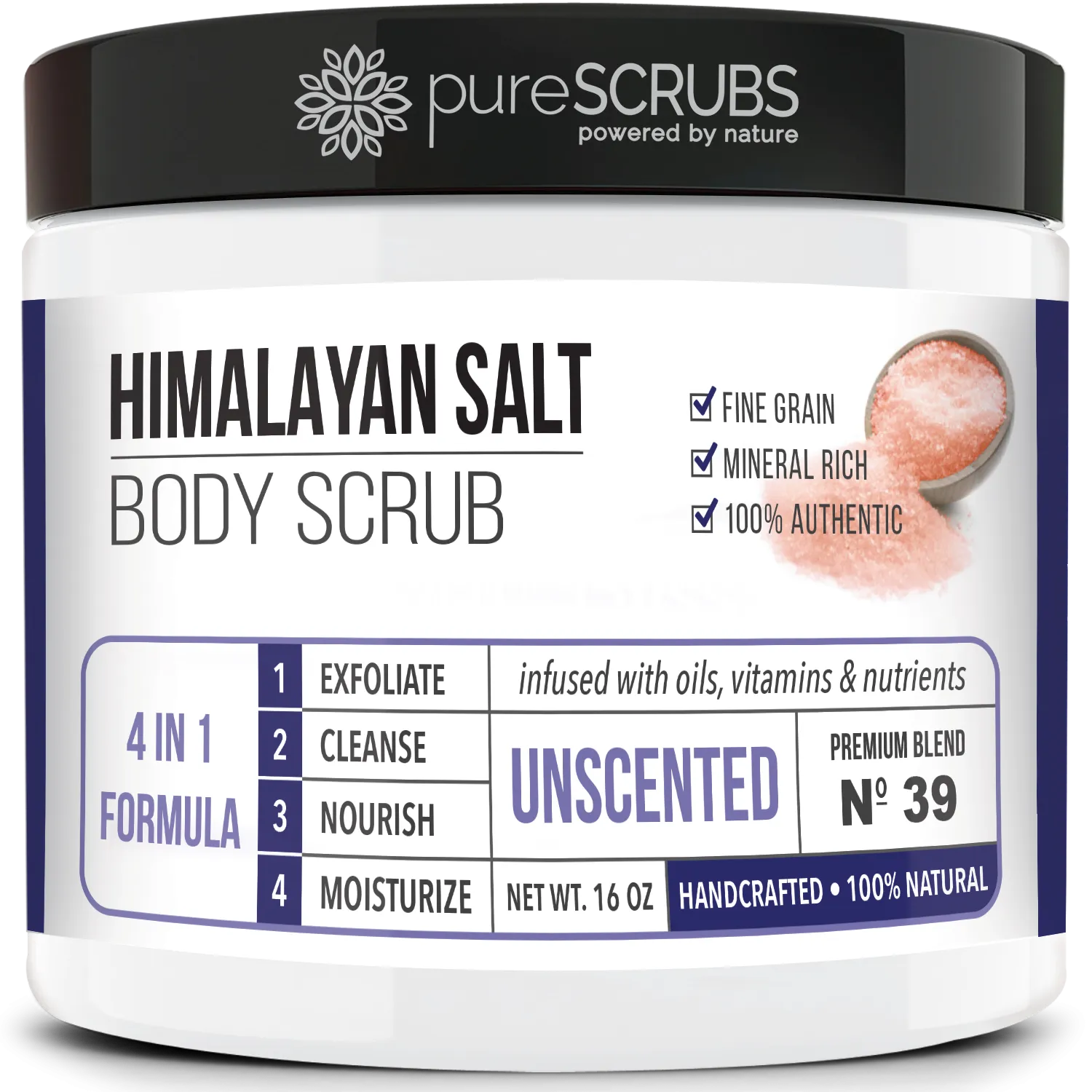Unscented Body Scrub / Pink Himalayan Salt / Premium Blend #39