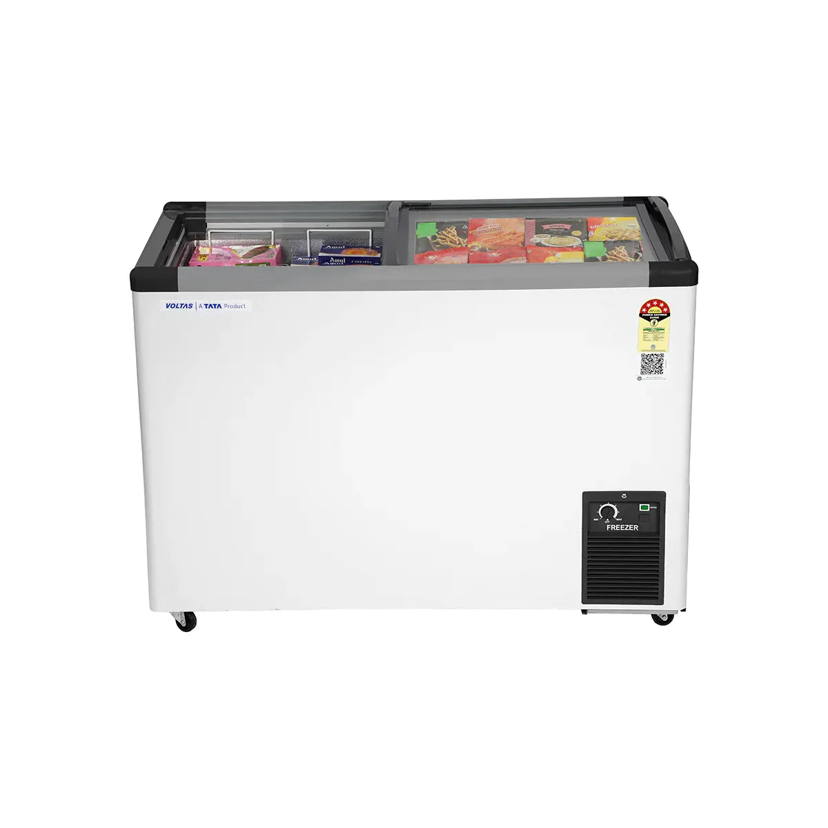 Voltas GT340GA5-PL-W-G3 Flat Glass Top Freezers - 275 Liters, 5 Star