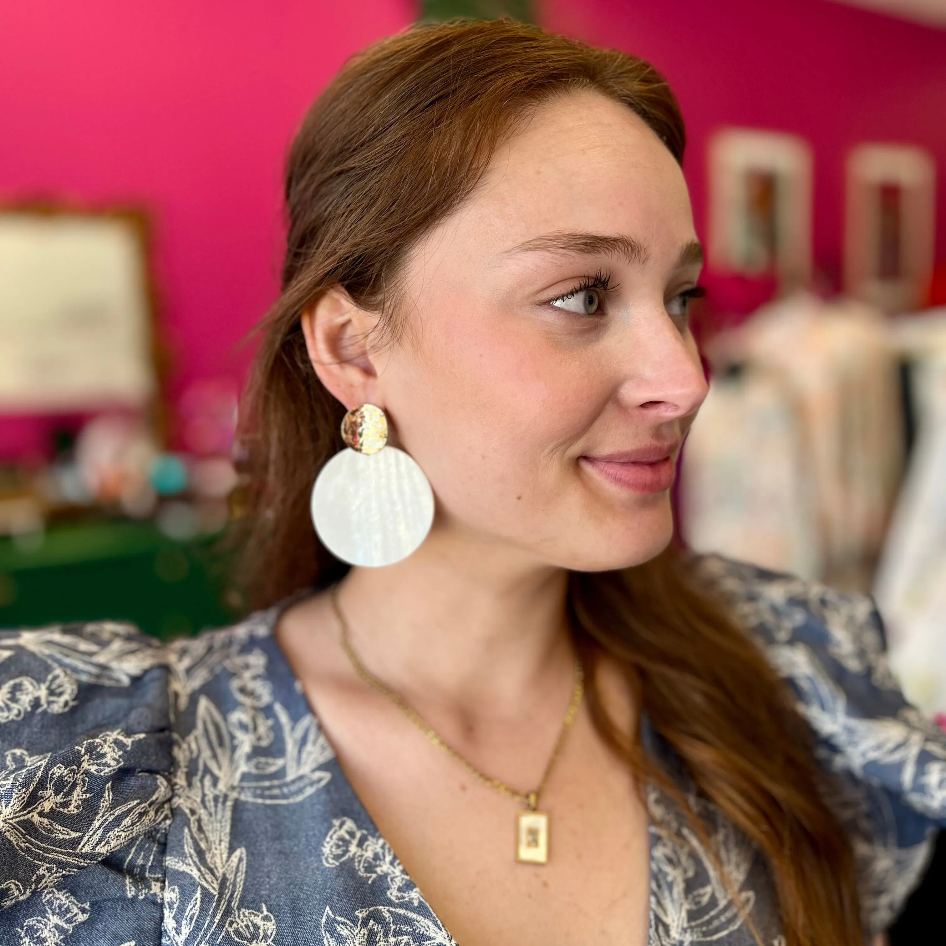 White Shell Big Circle Earring