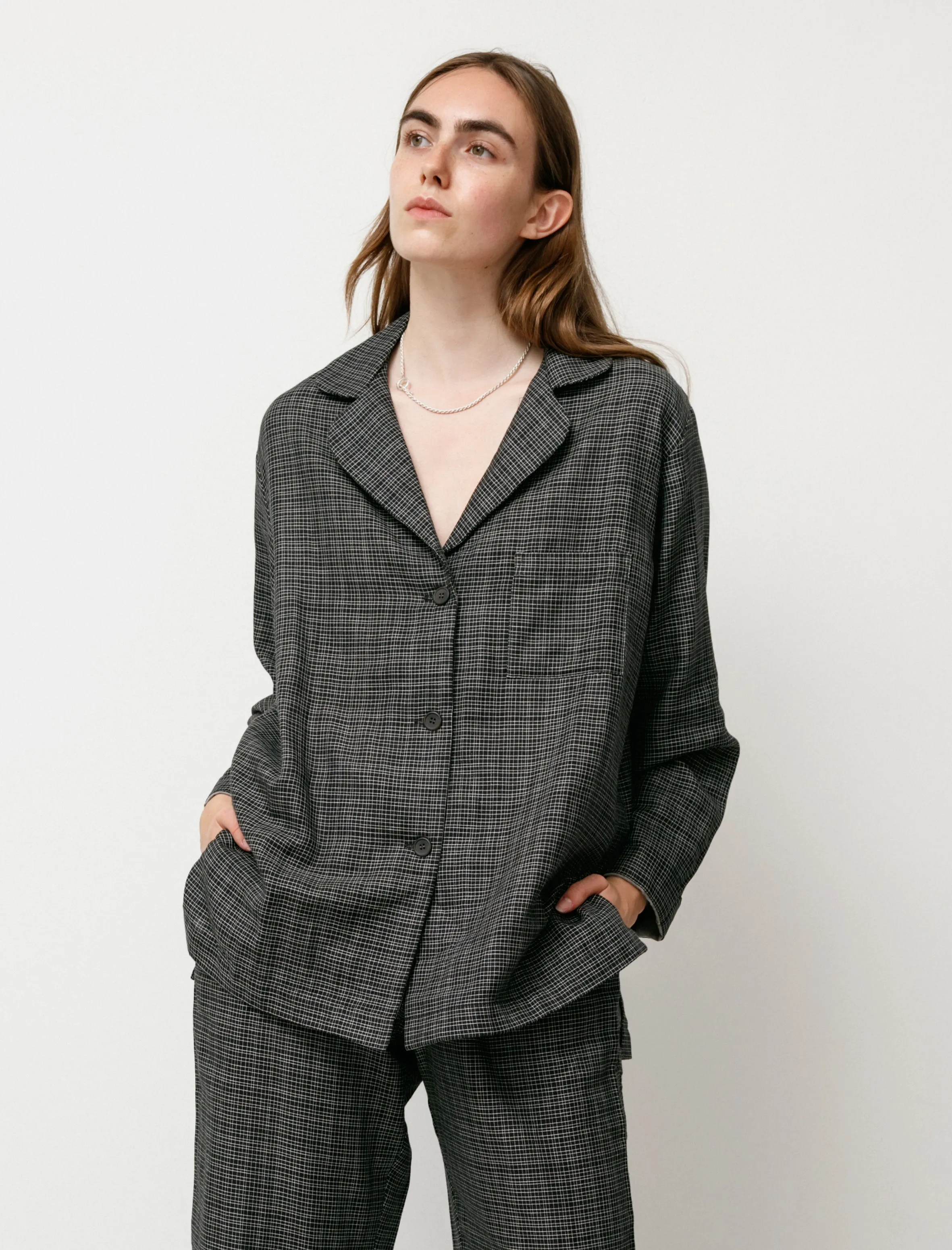Women's Pyjama Set Black Grid Plaid